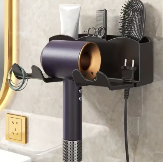 Soporte para secador de pelo en Negro